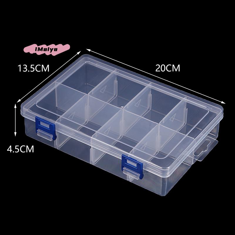 M-Multifunctional Box Case 20*13.5*4.5cm Large 8 Grids Plastic Storage Box Screw Electronic Component Transparent Organizer Box