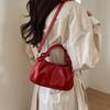 High End Trend Solid Color Pleated Design Messenger Bags Women Simple Temperament PU Leather Shoulder Bag Exquisite Handbags