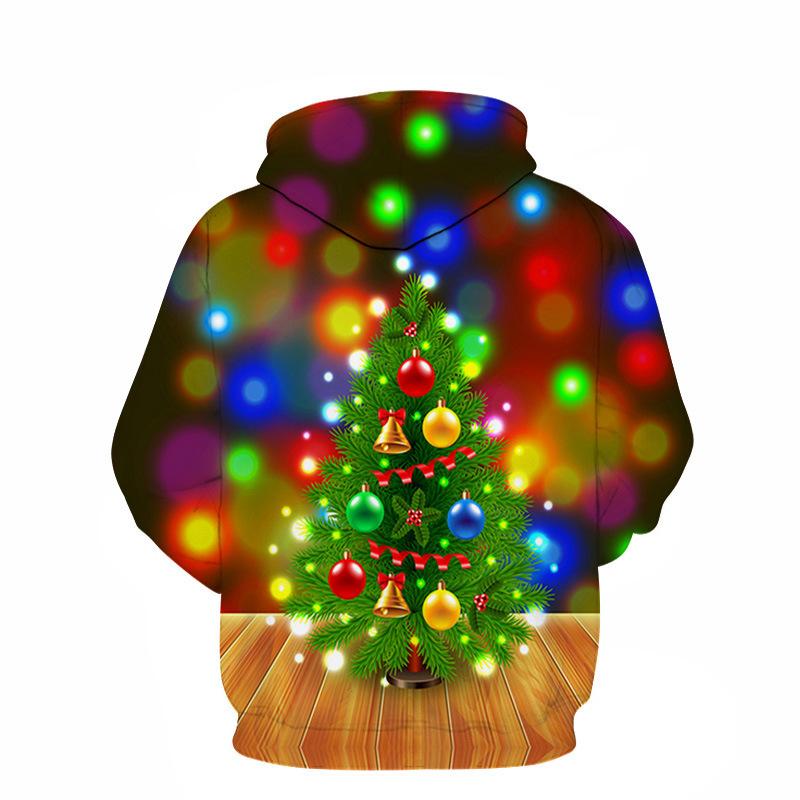 New Christmas Digital 3D Printing Men and Women Hoodie Sweater Tops Round Neck Trend Casual Loose