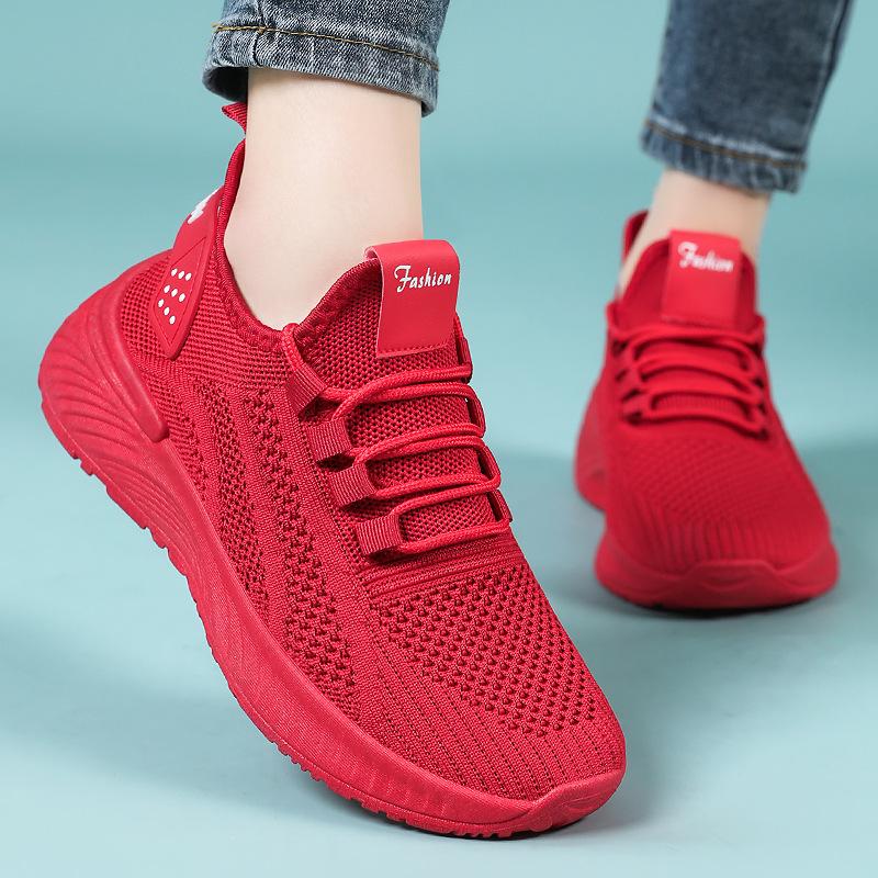 Schuhe für Damen Sommer Mode Plateau Keile Netz Bequem Schnürung Flache Schuhe Sneaker Sportschuhe Zapatos De Mujer