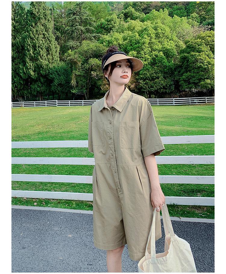 Women's Khaki Sweet & Salty Loose Straight Wide-Leg Shorts for Summer