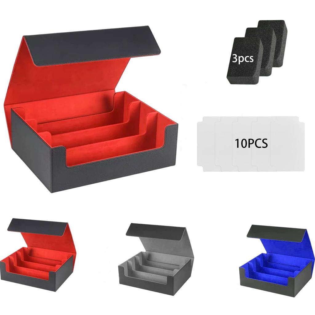 Magnetic Deck 3 Holds 1800 Large Capacity PU Leather Card for Tabletop Large Capacity Card Storage Trading Card Hard Easy To Clean 10 Protectors 3