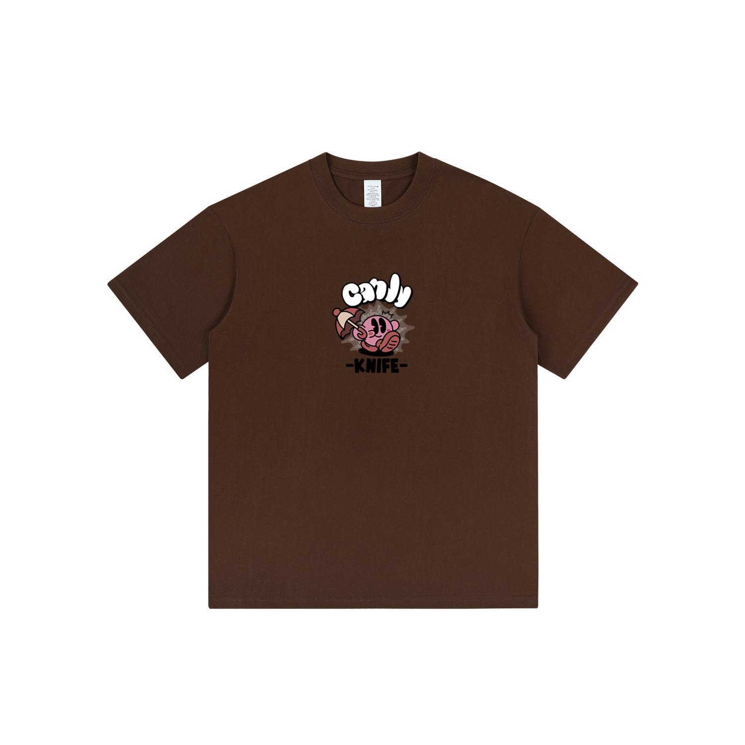 

Super Hot Japanese Cartoon Print Trendy Short Sleeve Shirt 3XL коричневый