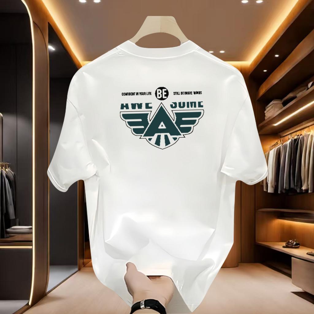 Cross-Border Exclusive Explosive Goods, Good Goods 100% Pure Cotton American Short-Sleeved T-Shirt Men'S Loose Casual Crew Neck