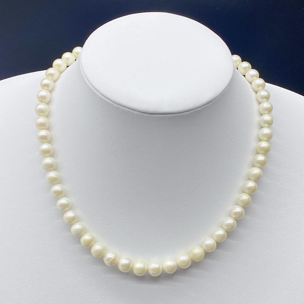 Akoya Pearl Necklace Bracelet Natural Jewelry Luster White Beige Silver Clasp Approx. 44cm 8.0 Mm–8.5mm 41.5g Approx. 22cm 7.0mm–8.0mm 15.6g