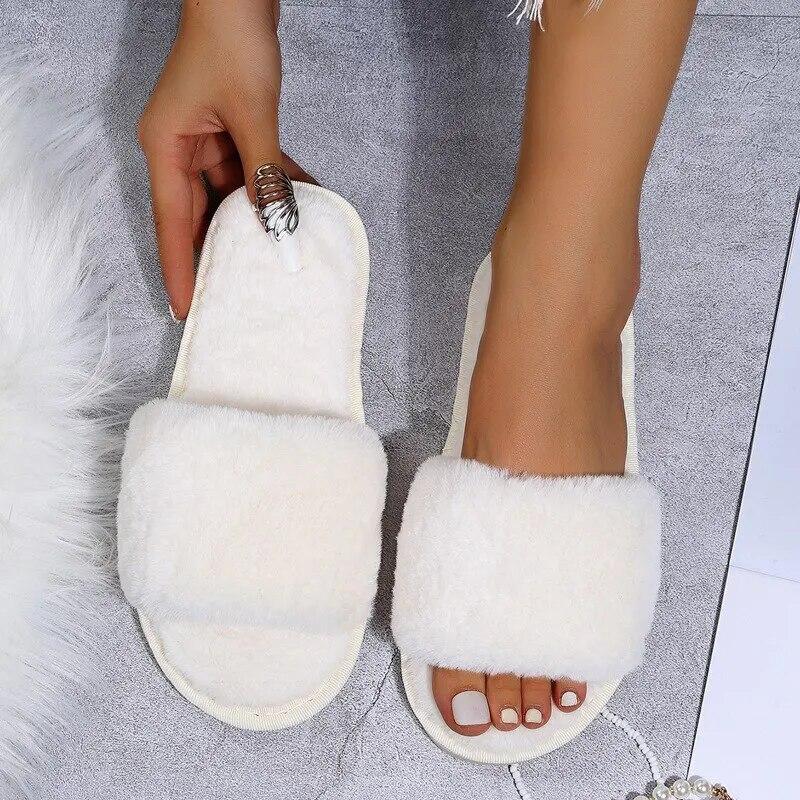 Winter Dames Winter Huis Furry Pantoffels Antislip Casual Binnen Flats Vloer Schoenen Dames Slippers Warme Schoenen Effen Kleuren