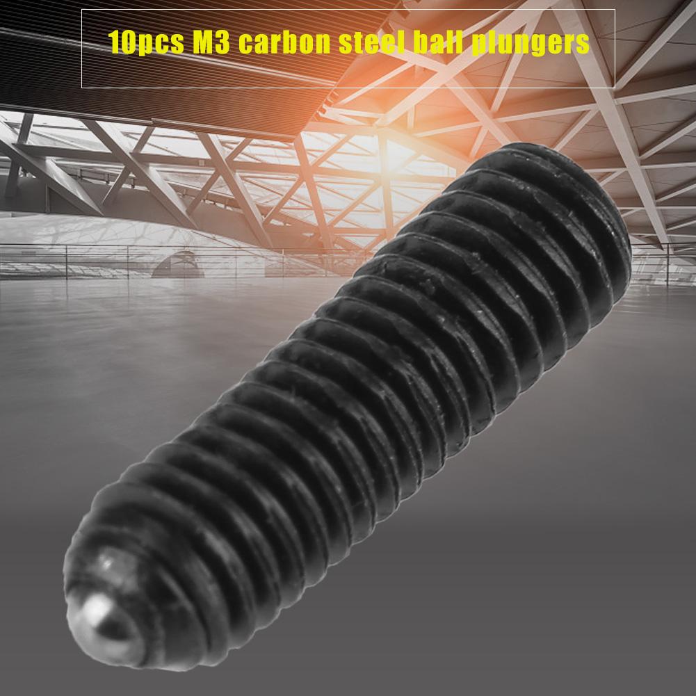 10pcs M3 Screw Thread Hex Socket Carbon Steel Ball Spring Plungers Set (M3*12)