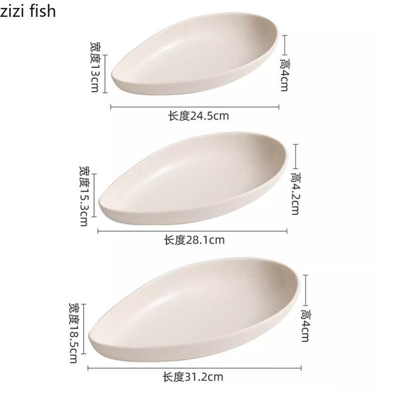 Solid Color Ceramic Shaped Plate Household Fish Plate Dessert Plate Sushi Plates Barbecue Plates Hotel Creative Tableware
