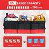 Universal Large Trunk Organizer For Car Collapsible Multi Compartment Trunk Storage Bag With 2 Retractable Straps