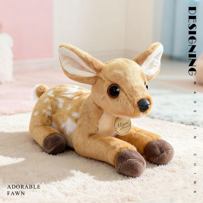 Delicate Cuddly Little Deer Plush Toys High Quality Lifelike Lying Prone Forest Deer Doll Warm Dad Mom Baby Toys Desktop Pets