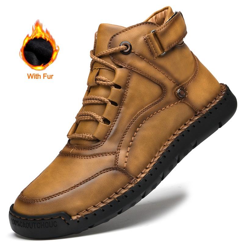 New Men's Outdoor Casual Shoes 2024 High Quality Running Shoes Handmade Leather Sneakers Comfort Breathable Winter Warm Boots