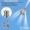 Pressure Washer Sewer Jetter Nozzle Drain Cleaning Stainless Steel Nozzle 1/4" Quick Connector 5000 Psi For Drain Jetting Hose
