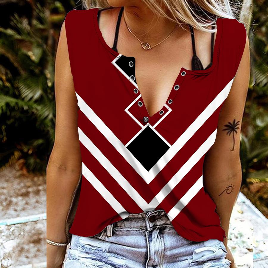

Женские майки, сексуальные летние топы без рукавов с v-образным вырезом, жилет с 3D-принтом, крутые легкие топы 6XL винный