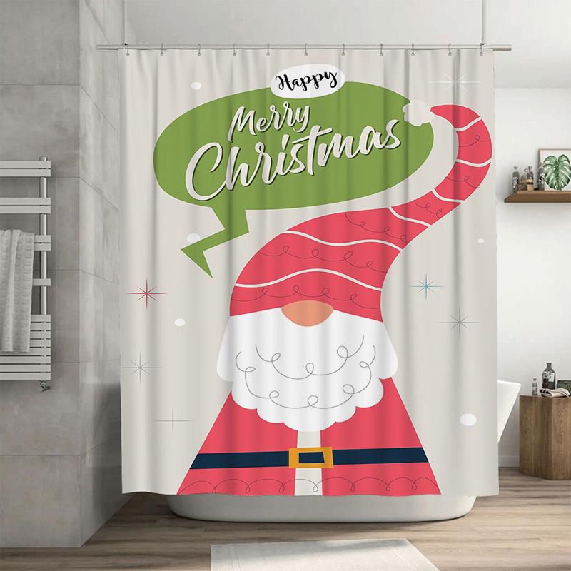

Tuniu Festive Santa Claus Shower Curtain Waterproof Christmas Bathroom Decor Fun Holiday Gift Cute Reindeer Design Cozy Home Acc W60H190(CM)-1 Pcs