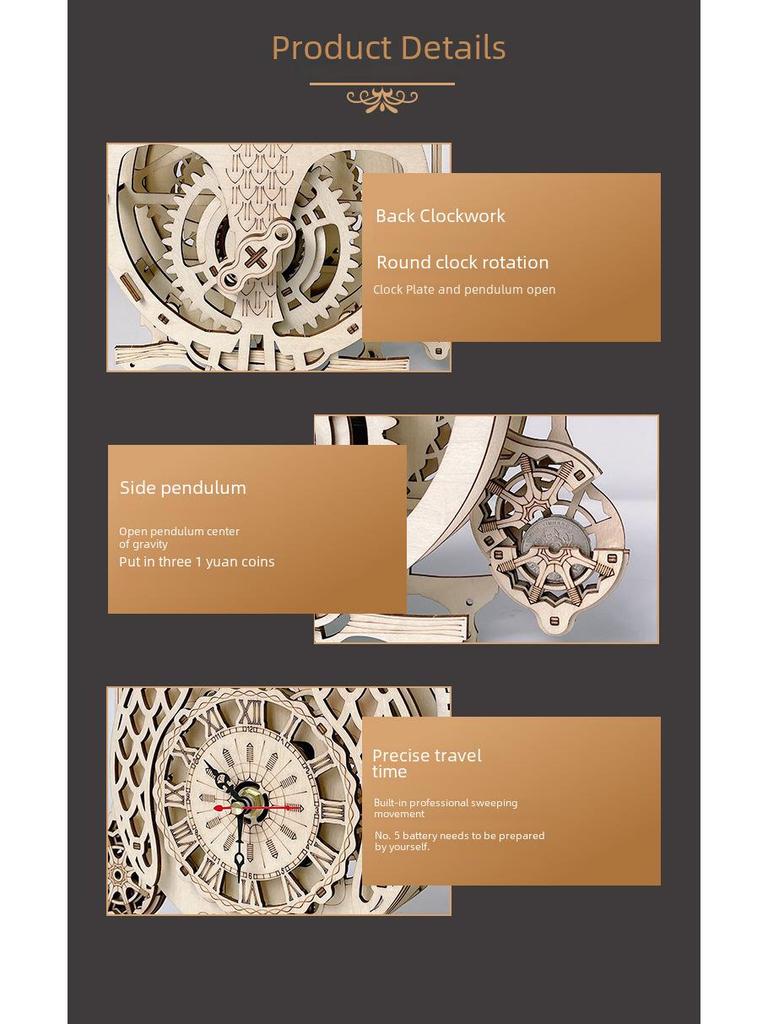 Creative 3D Wooden Owl Clock Puzzle: Challenging Retro Pendulum Model