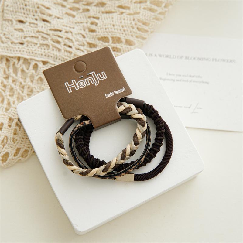 Vintage Coffee Color Rubber Bands For Women Fashion Elastic Hairbands Headbands Ponytail Hair Ropes Hair Loop Girls Hair Accessories