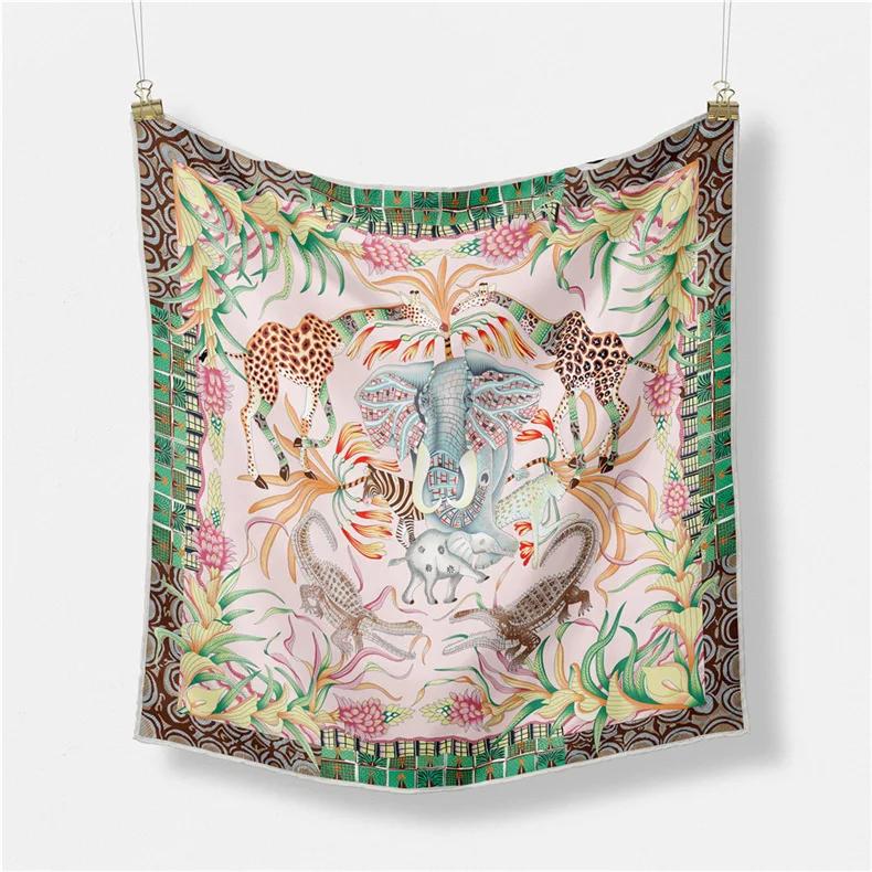 Luxury Print Silk Square Scarf Women Spring Neck Tie Shawl Wraps Female 53cm Hair Hand Wrist Headkercheif Hijab Bandana
