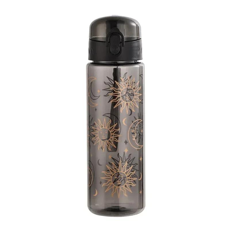 600ml Daisy Flower Plastic Water Bottle Sports Transparent Water Bottle Portable Gym Travel Clear Leakproof Drinking Bottle