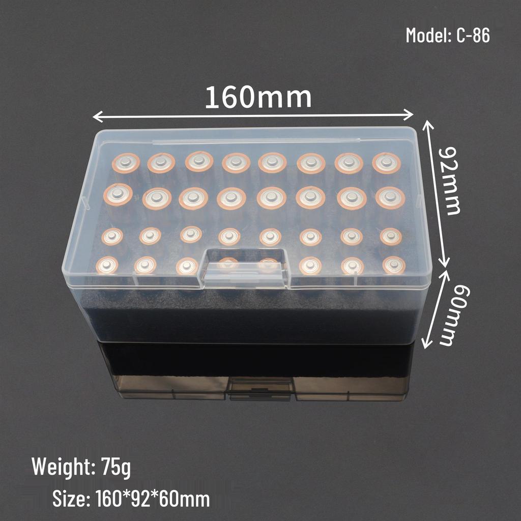 Umweltfreundliches transparentes PP-Kunststoff-Batteriegehäuse mit Schwammeinlage für No. 5 & Nein. 7 Batterien