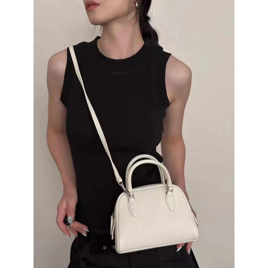 New First-layer Cowhide Bowling Bag Large-capacity BD Bag Leather Niche Design Shoulder Messenger Bag