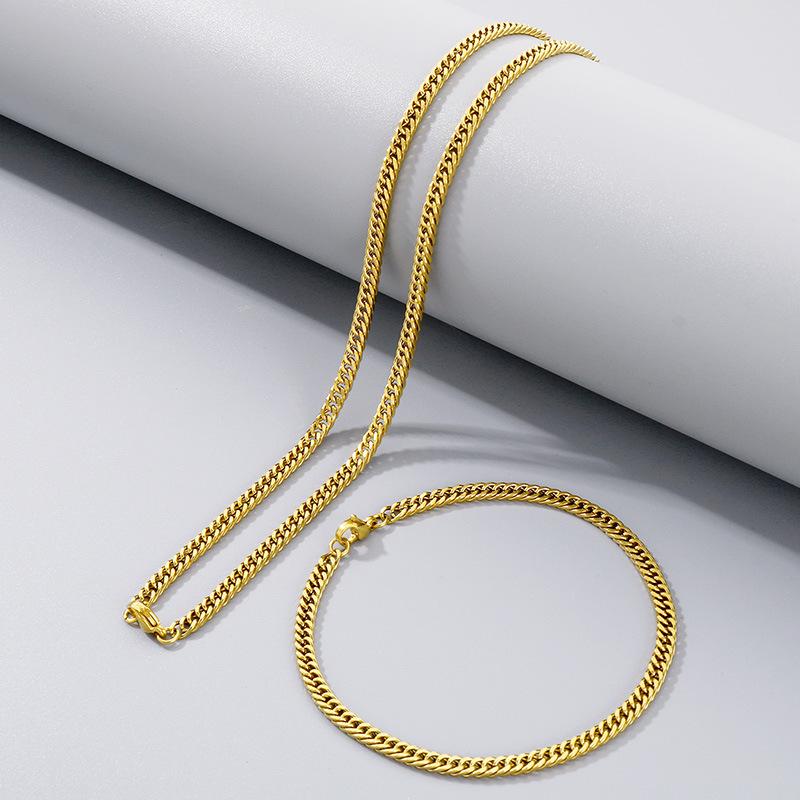 Jednoduchý hladký řetízek Dvojitě pletený Čtyřstranně broušený Náramek Hip-Hop Osobnost Více velikostí Bičíkový řetízek Titanová ocel Pánský náhrdelník