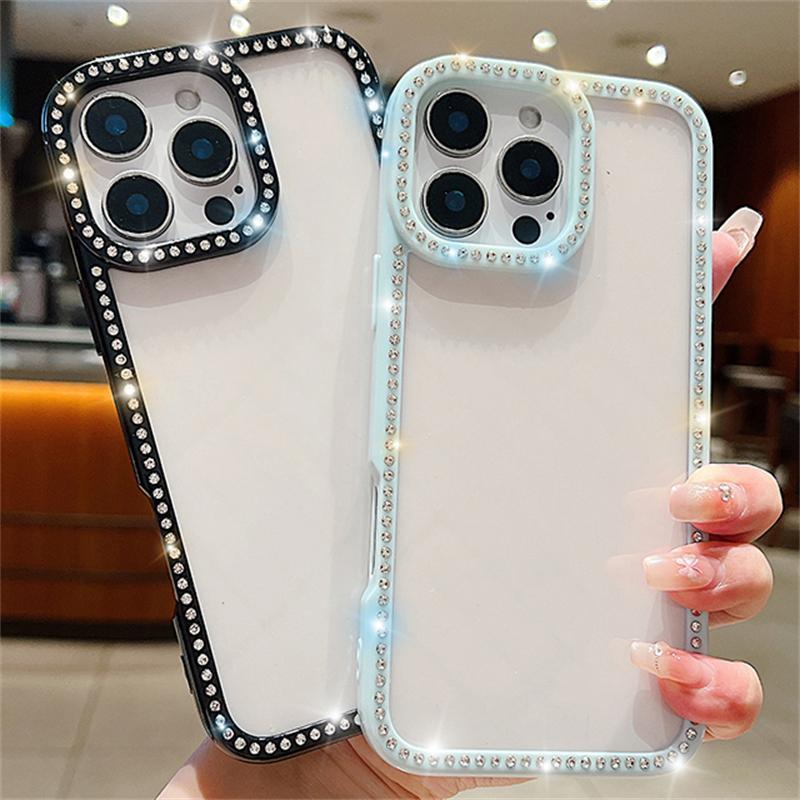 Sparkly Glitter Diamond Cases For iPhone 16 13 12 11 Pro Max Clear Rhinestones Phone Case For iPhone 15 14 Pro Max 16 Plus Cover