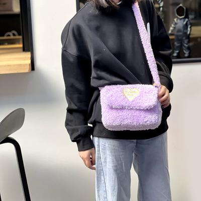 Designová plyšová taška pro ženy Roztomilá módní kabelka Taška přes rameno z jehněčí vlny