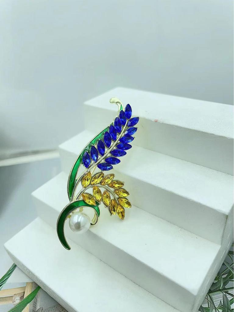 Elegant Wheat Ear Crystal Brooch – Luxury Women's Accessory for Scarves and Waist Pinning