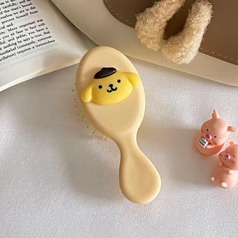 Girlish Foldable Mirror Brush: Cute, Portable Cushion Comb with Fluffy Massage Feature