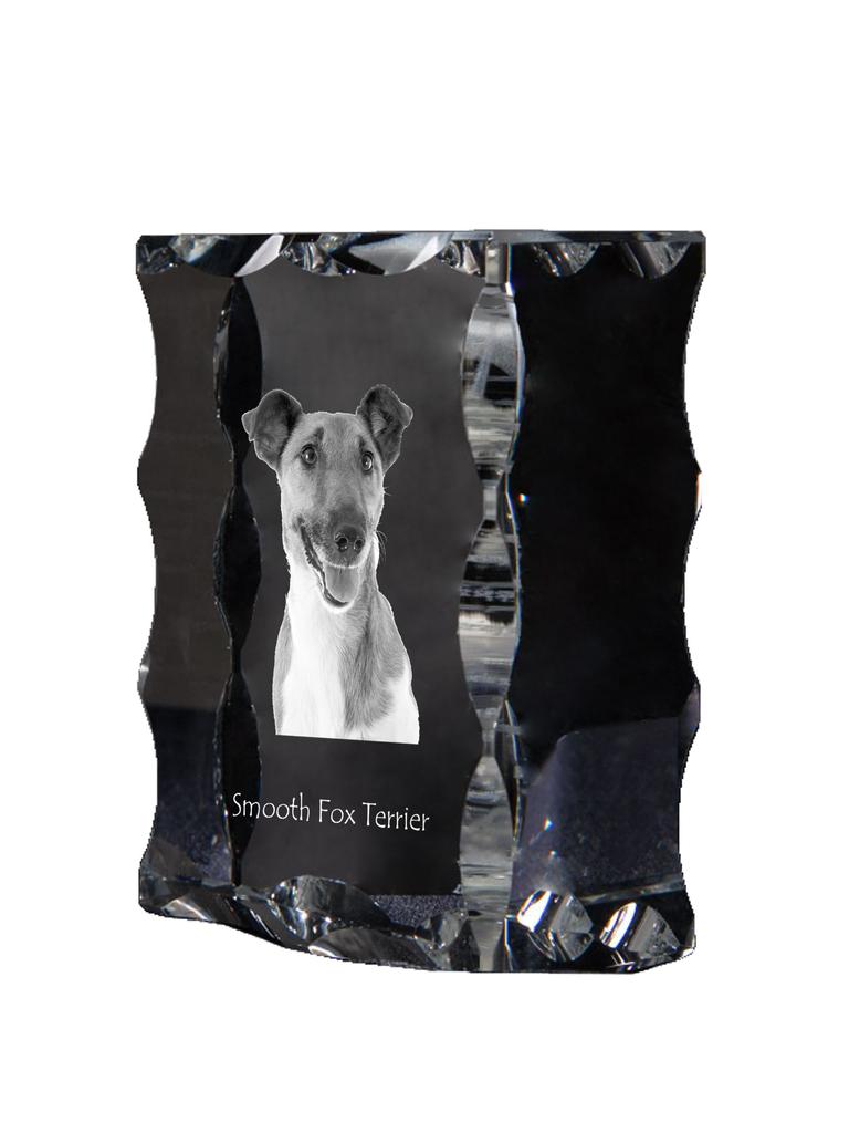 Fox Terrier Smooth - Crystal with a Picture of a Dog, Glass Statuette with a Picture, Unique Frame with a Picture from Art-Dog Brand