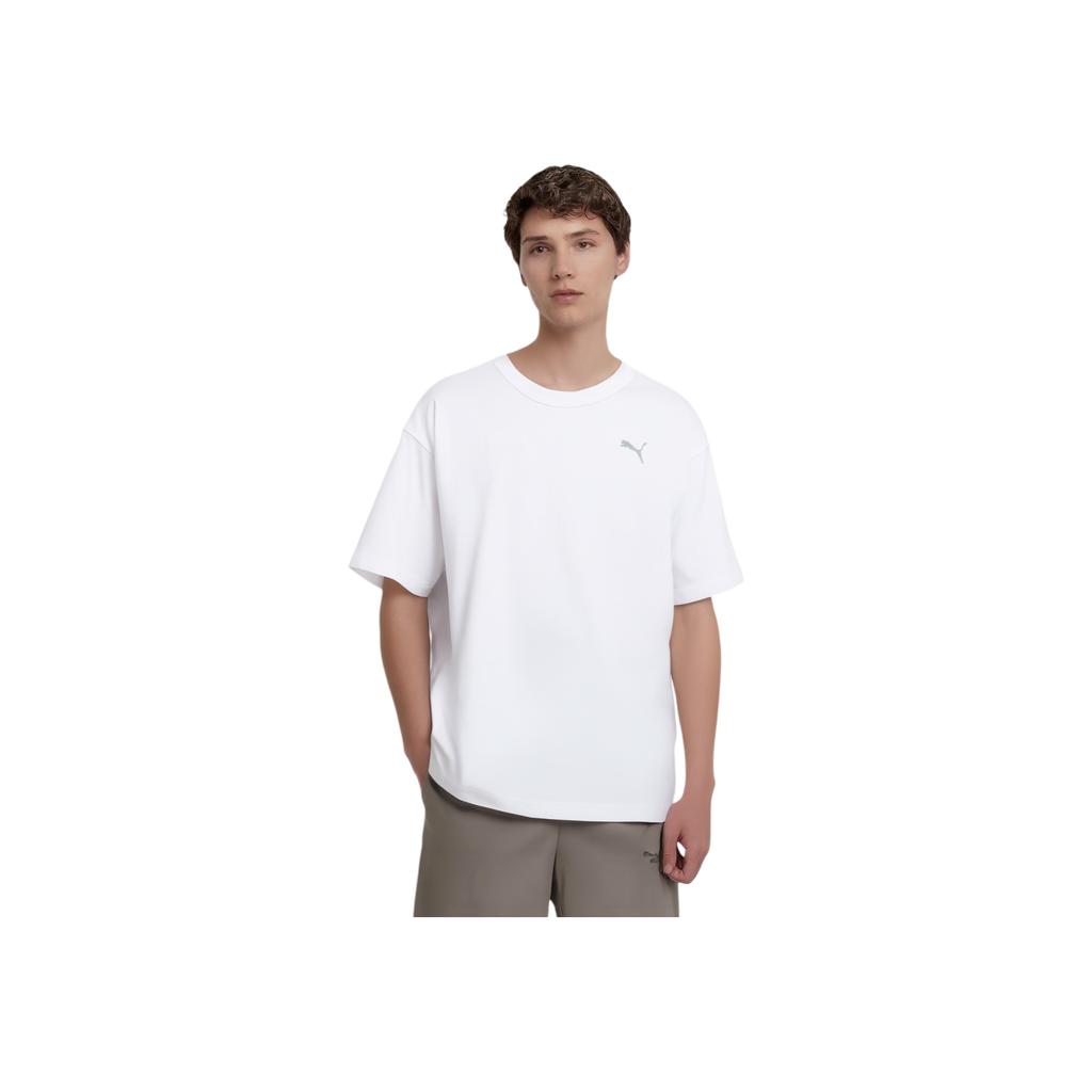 Puma Logotipo Legal Corte Solto Esportivo Casual Gola Redonda Manga Curta Camiseta Unissex Camisetas Branco 635912-02
