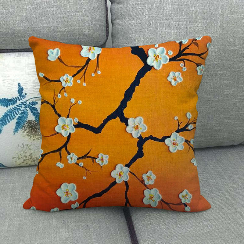Retro Oil Painting Money Tree Digital Printing Short Plush Pillow Covers For Car Sofa Office Cushion Cover Home Goods 60X60Cm
