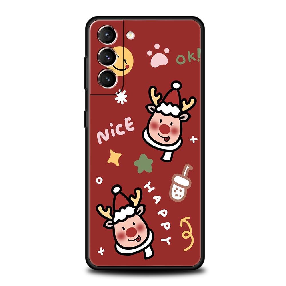 Funny Cartoon New Year Christmas Santa Phone Case For Samsung Galaxy S24 S23 S22 S20 Ultra S21 FE 5G S10 S9 Plus S10E S8 Cover