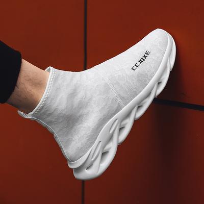 New Spring High Top Sock Sneakers Men Trendy Thick Sole Sports Shoes Mesh Breathable Jogging Shoes Big Size Walking Mens Shoes