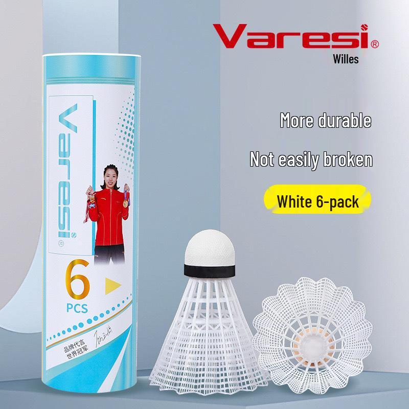 Durable Nylon Badminton Shuttlecock 6-Pack - Windproof, Unbreakable, Genuine Rubber Training Balls