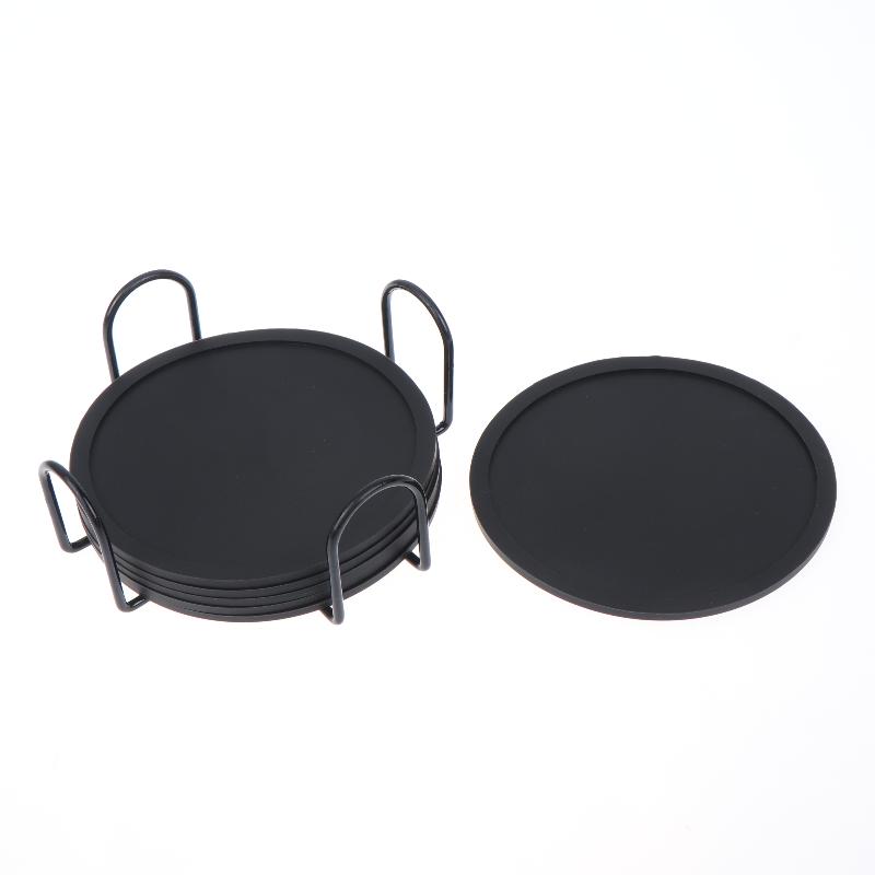 Durable Silicone Drink Coasters with Holder Non-Slip Reusable Cup Pads for Hot Cold Drinks Picnic BBQ Outdoor Daily Use