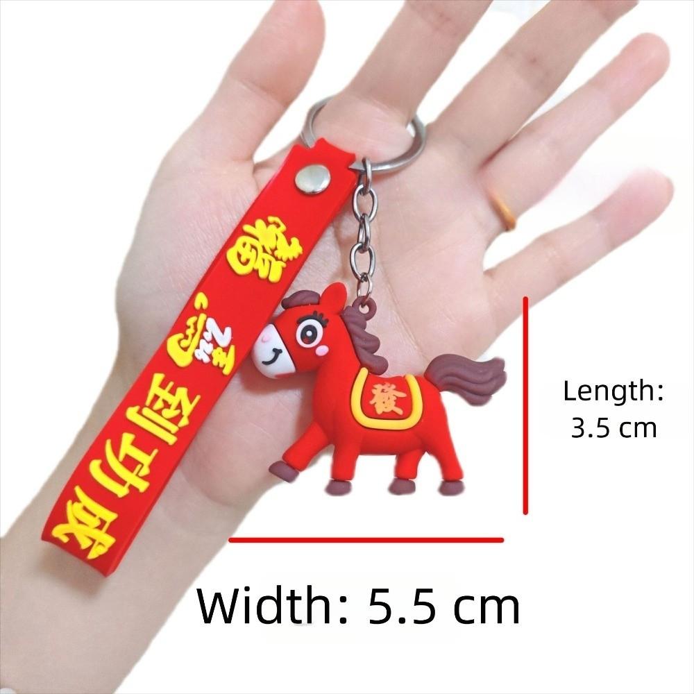 Hanging Decor Chinese New Year Mascot Cute Car Rear-view Pendant Pony Keychain  for Bag Decoration