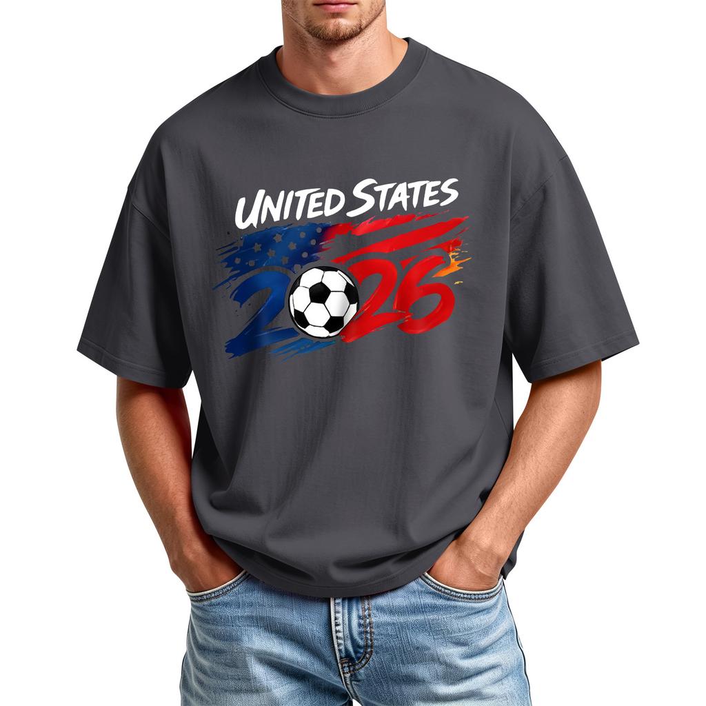 Men's Printed Round Neck T-Shirt Casual Sports Short-Sleeve Top