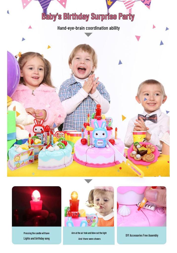 DIY Singing Birthday Cake Candle & Cutting Toy for Kids