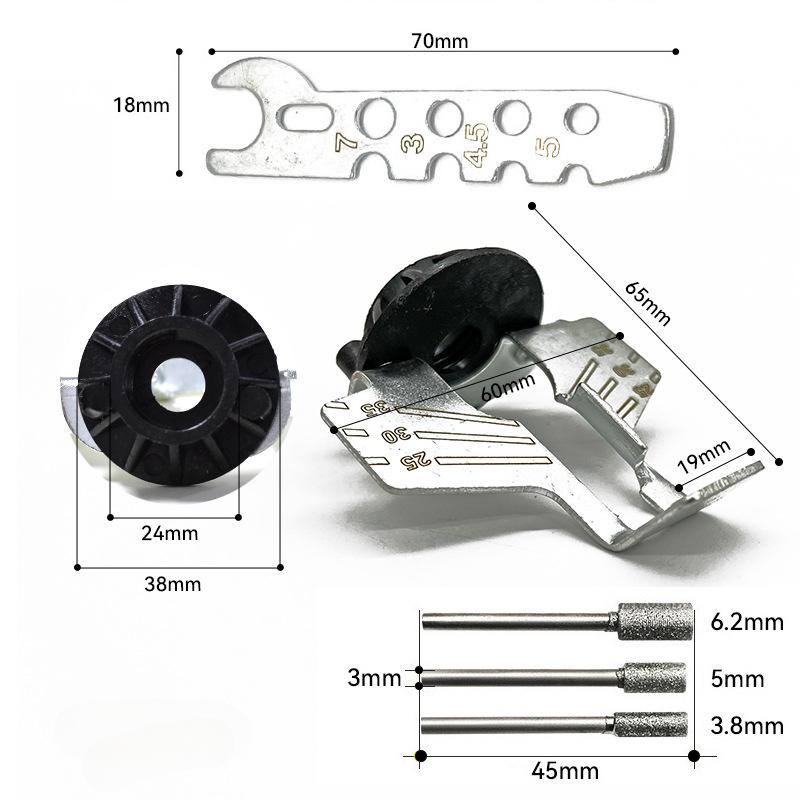 Chainsaw Sharpening Kit Rotary Sharpener Tool Chain Machine Head Saw Chains Blade Guide Drill Adapt Electric Grinder Polishing Attachment Set