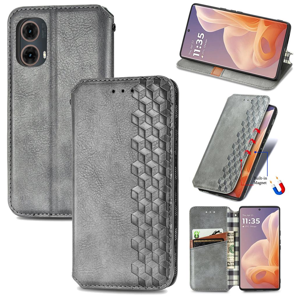 For Motorola Moto G85 5G/S50 Neo 5G Case Rhombus Pattern Leather Phone Cover Magnetic Auto-absorbed