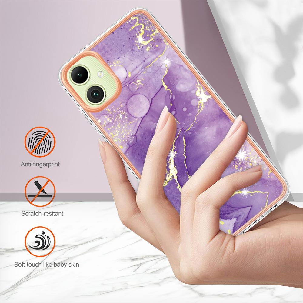 For Samsung Galaxy A05 4G TPU Case with IMD Marble Pattern Electroplated Back Cover