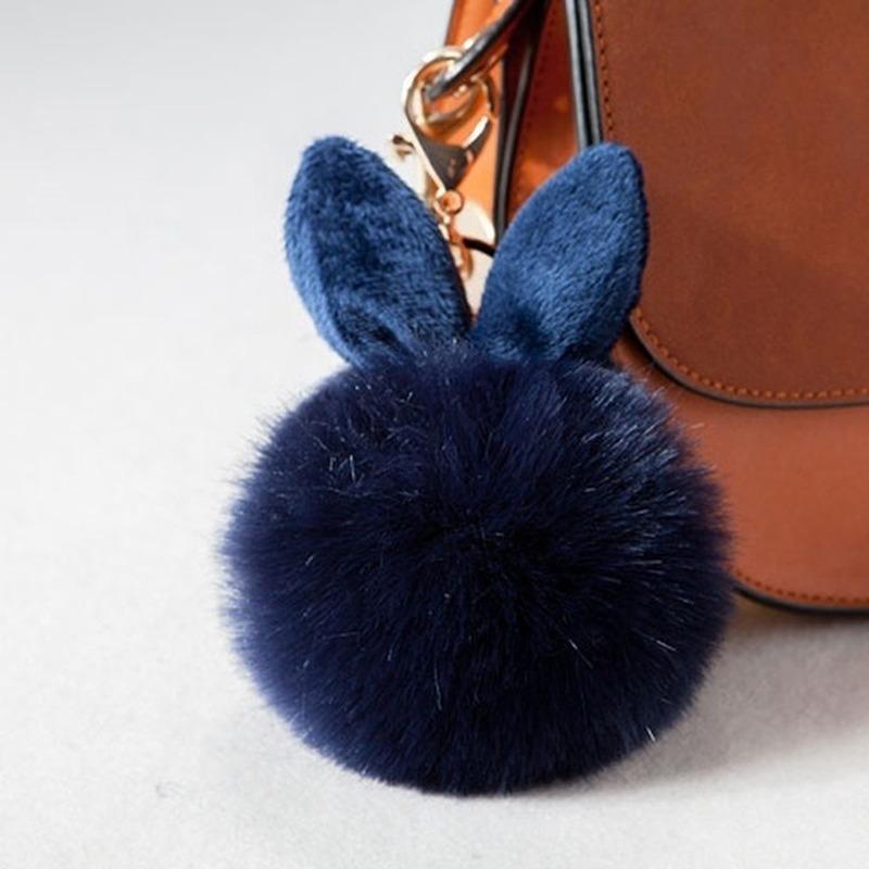 New Fluffy Bunny Toys Ear Keychain Rabbit Chain Fur Woman Bag Charms Keyring Car Pendant Holder Jewelry