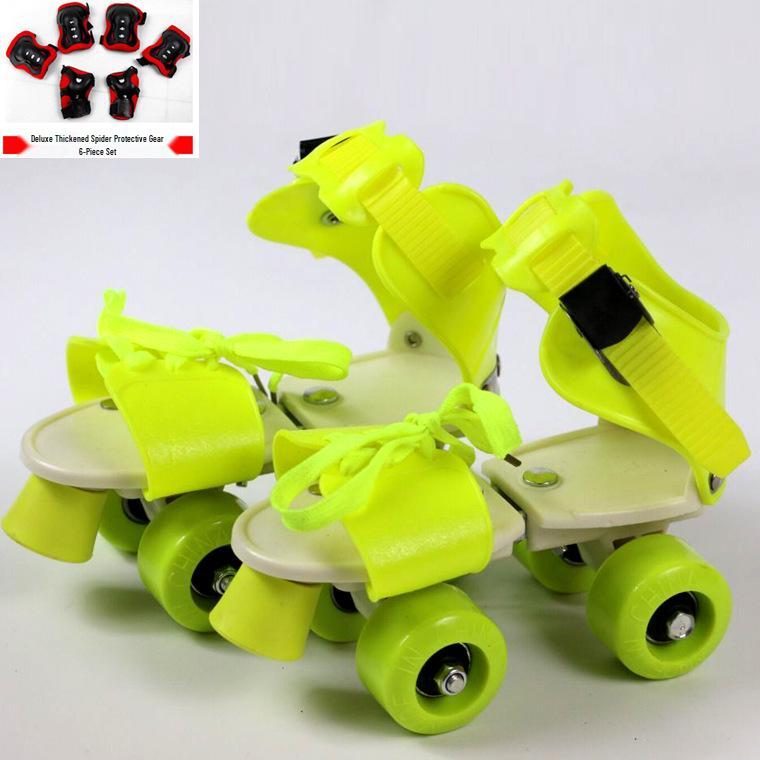 Children's Double-Row Four-Wheel Roller Skates with Protective Gear