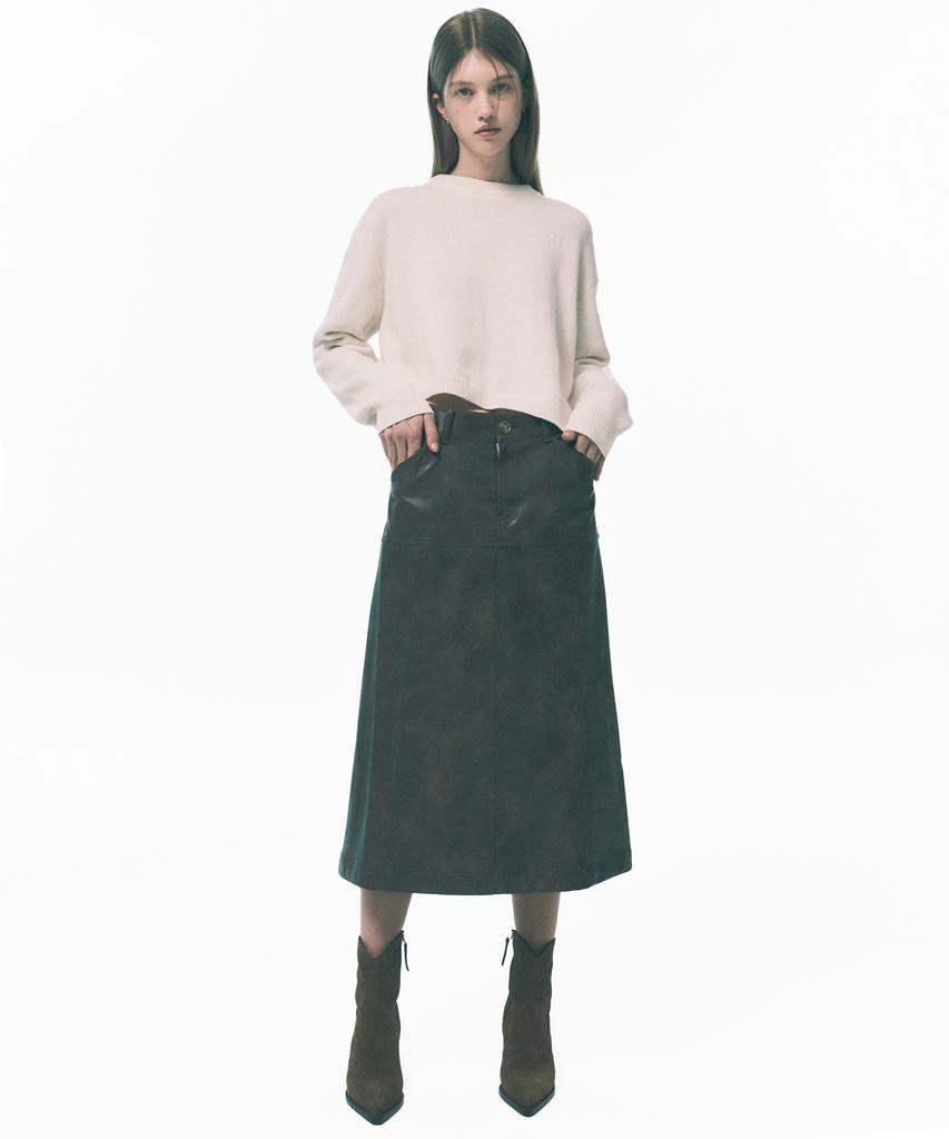 RACLEUR Panel Layer Long Skirt [Leather]