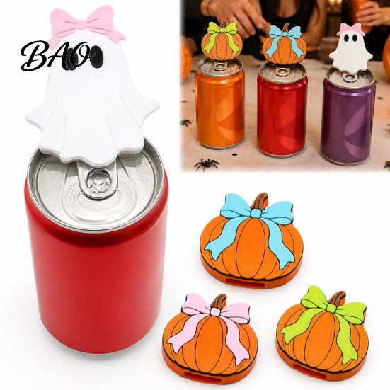 Anti Slip Soda Opener Halloween Theme Bottle Opener, Bow Ghost And Pumpkin Pattern Beer Durable Manual Openers 3D Print Decorative for Kitchen