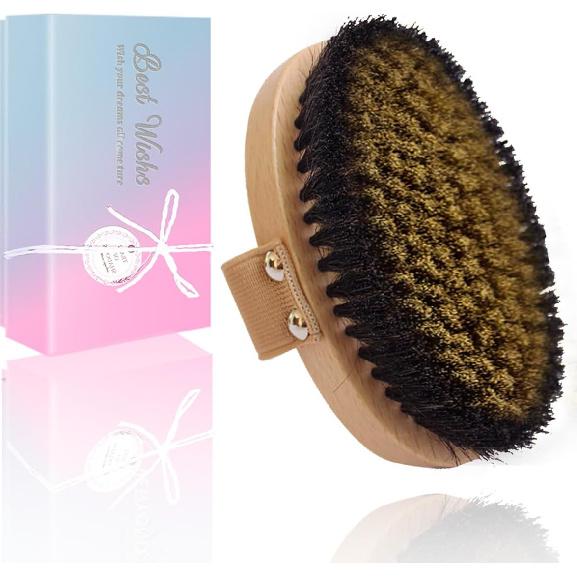 Copper Dry Brushing Body Brush with Ion Charged Bristles Dry Brush, Exfoliating Body Brush,Reduce Stress