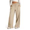 Womens High-Waist Drawstring Wide-Leg Casual Pants Slim Fit Solid Color Lightweight Stretch Trousers 2026 Winter