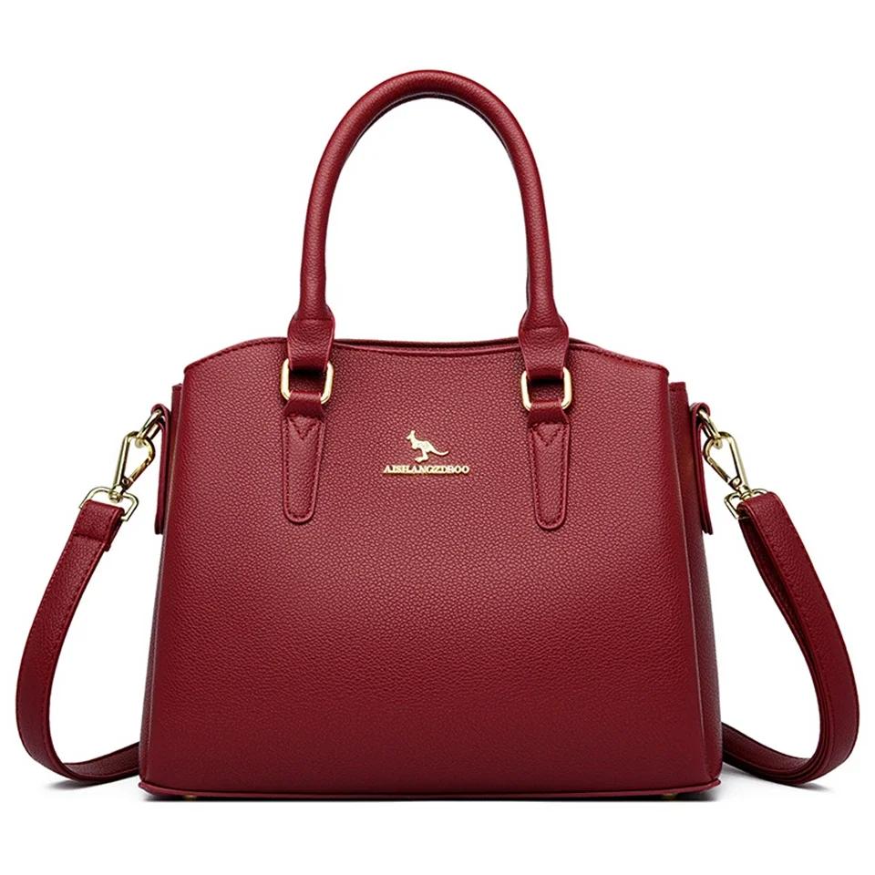 Stylish Women'S Bag Long-Lasting Leather With Comfortable Double Handles Removable Shoulder Belt Spacious And Versatile Function
