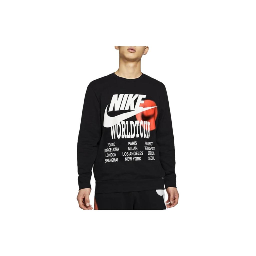 Nike Sportlich Lässig Bedrucktes Buchstabenmuster Rundhals Sweatshirt Herren Oberteile Schwarz DA0630-010
